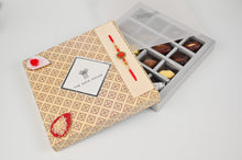 Load image into Gallery viewer, Rakhi Hamper Classic Beige  Gift Box Assorted  dates &amp; Chocolates
